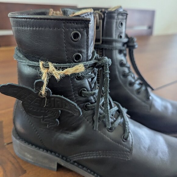 Freebird by Steven Manchester Goodyear Welted Distressed Leather Boots Black 8 - Picture 5 of 14